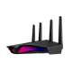 RT-AX82U side view, tilted 45 degrees, with Aura lighting
